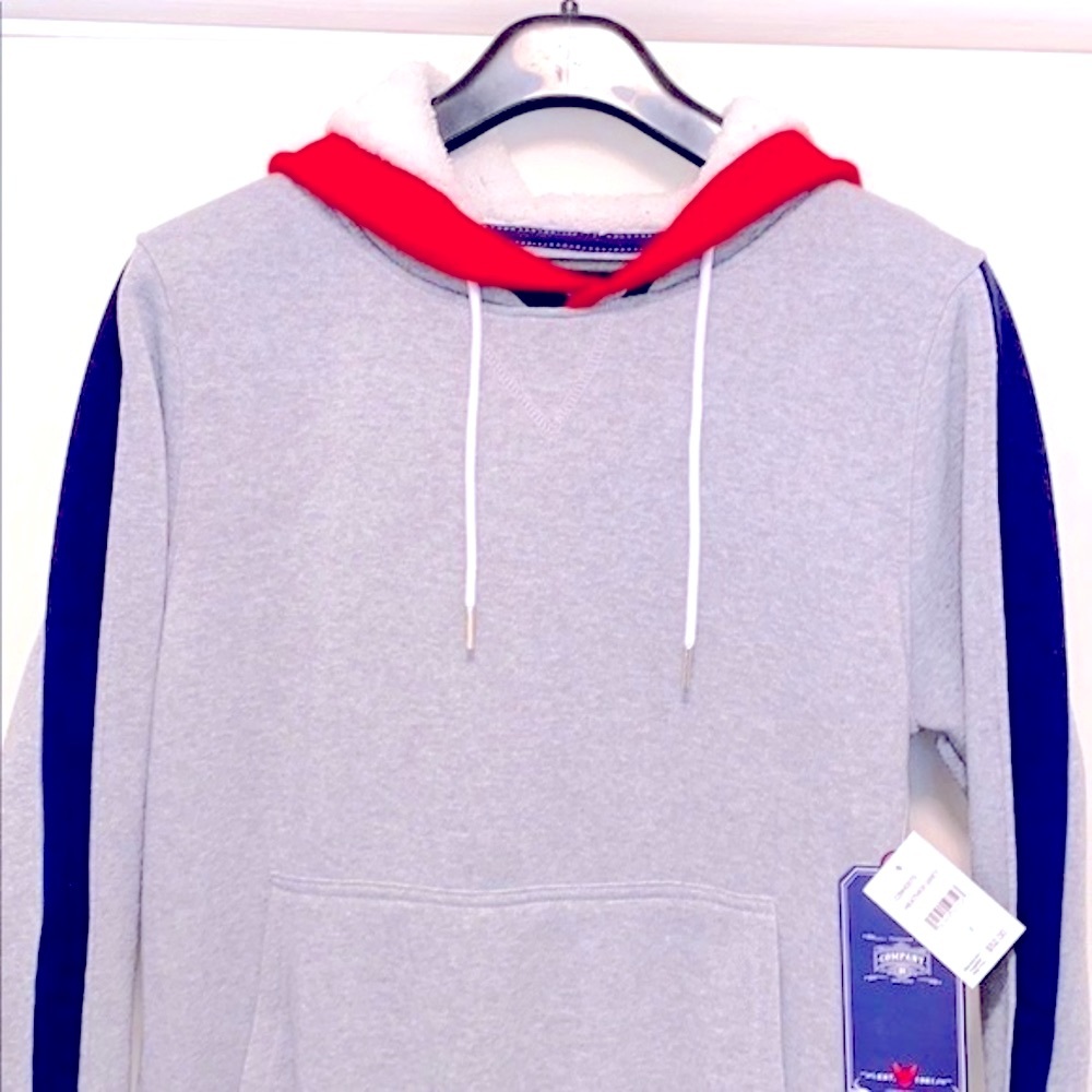 Company 81 Unisex Streetwear Grey Sherpa-lined Pullover Hoodie SM NWT - Picture 3 of 9